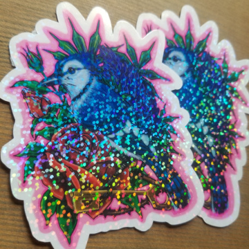 BluJay Holographic Glitter 3 Inch Sticker