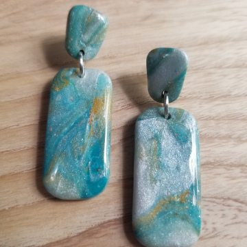 Turquoise Silver and Gold Earrings