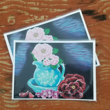 Roses and Jade Vase 5x7 Print 