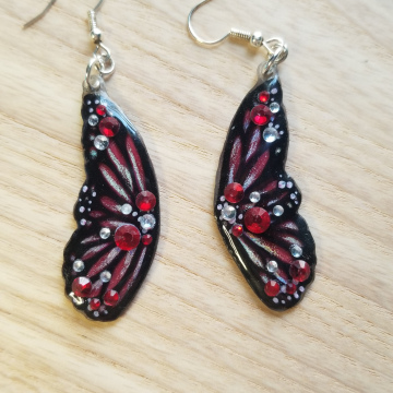 Red Butterfly Wing Earrings