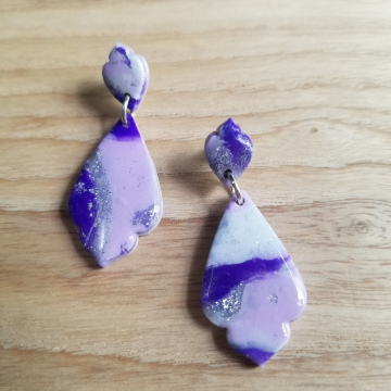 Lavender and Voilet Silver-specked Earrings