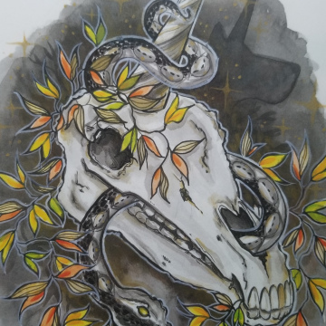Unicorn Skull 8x10 Print
