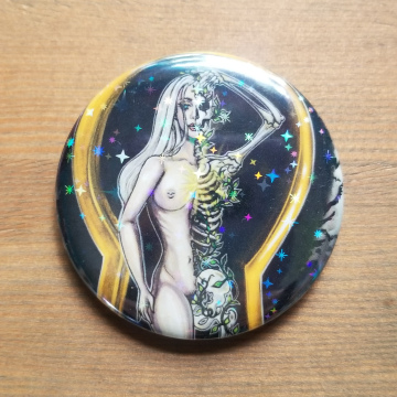 Skeleton Key Holographic Stars 2.25 Inch Button