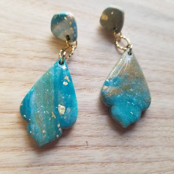 Turquoise and Goldleaf Earrings