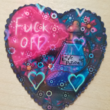 Holographic Hearts Love Potion 2 Inch Sticker