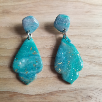 Turquoise Gold Specked Earrings 