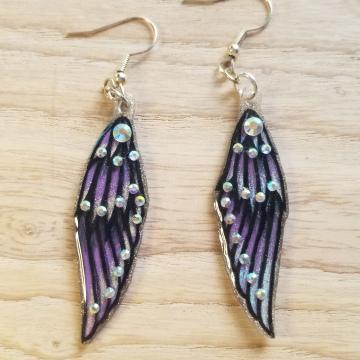 Chromatic Purple and Black Wing Earrings