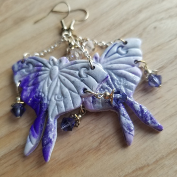Lavendar Luna Moth Earrings