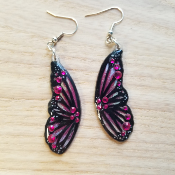 Pink Butterfly Wing Earrings