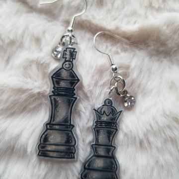 Black King and Queen Earrings