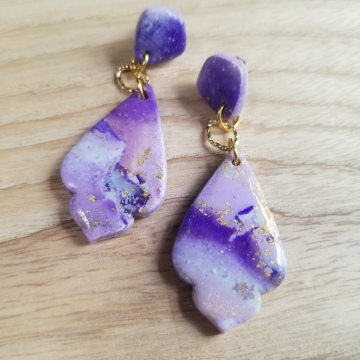 Lavendar and Purple Goldleaf Earrings
