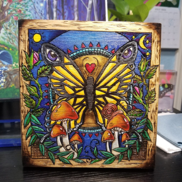 Monarch and Mushrooms Trinket Box