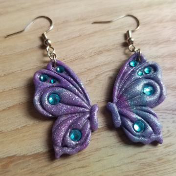 Purple and Blue Butterfly Earrings