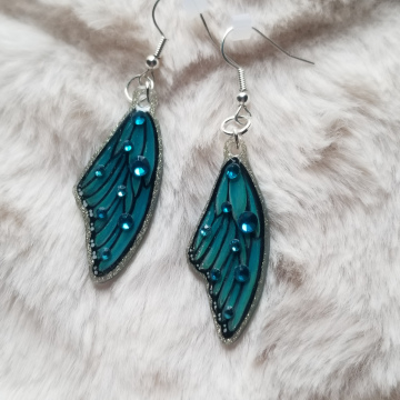 Blue Butterfly Wings Earrings